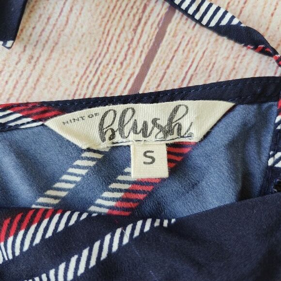 Hint of Blush striped faux wrap elastic waist romper sz S - Picture 10 of 11